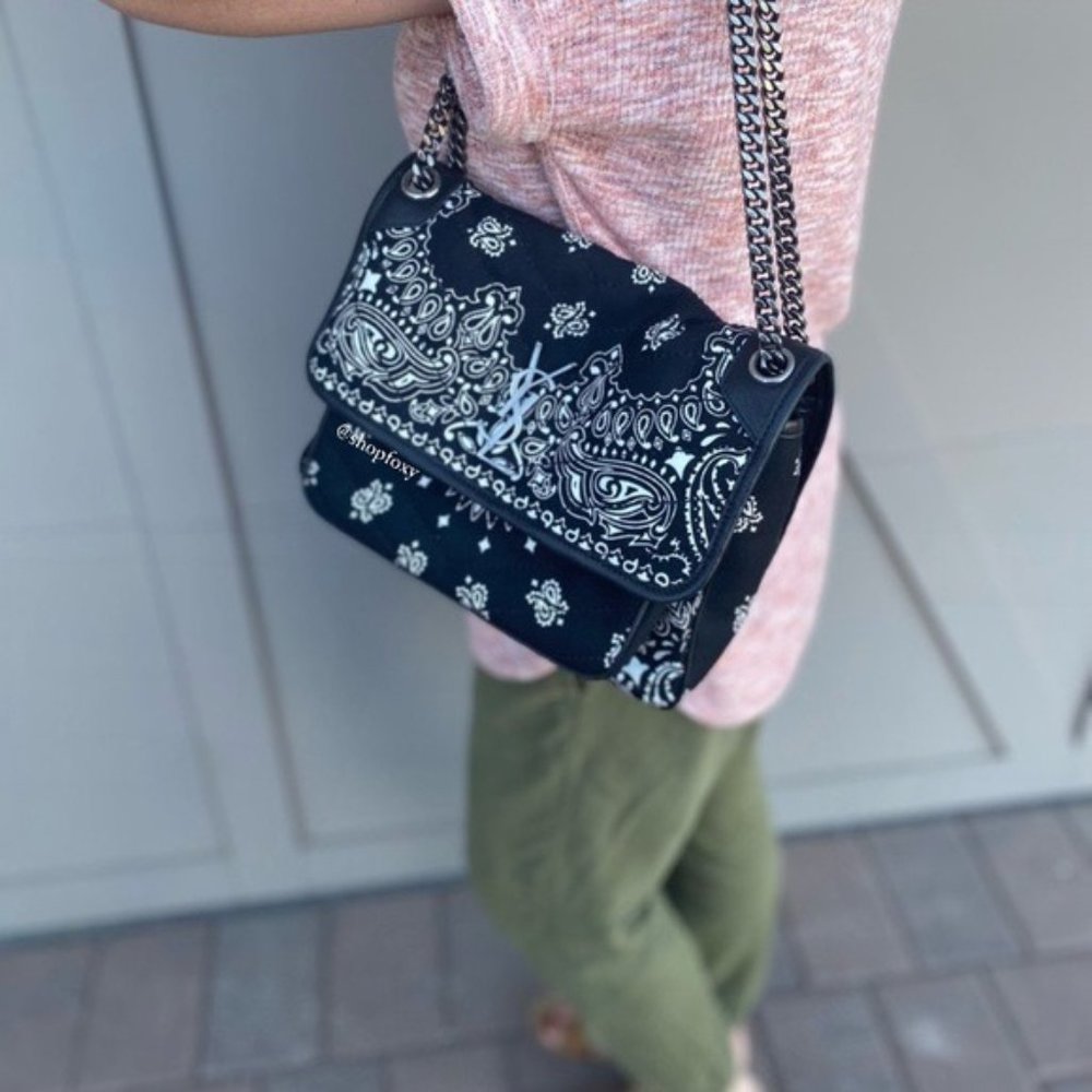SOLD Saint Laurent YSL Medium Niki Chevron Quilted Bandana Bag - Picture 1 of 16